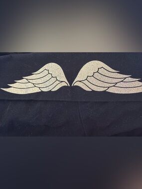 Victoria's Secret Y2K Fold over flare leggings. Rare! Glitter Gold Angel Wings!